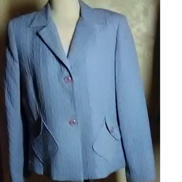Sag Harbor Lt Blue Quilted Cotton Blazer Size 14 - Picture 3 of 5